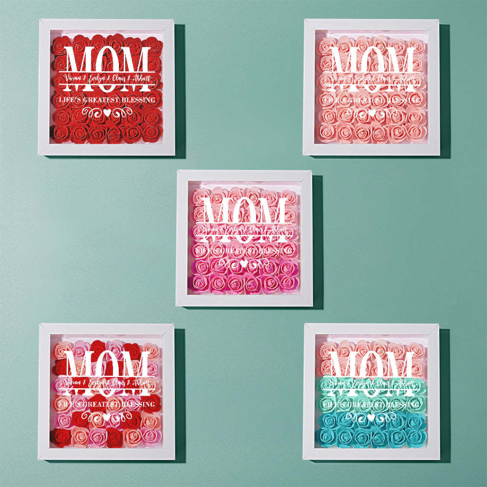 Custom Flower Shadow Box Personalized Name Flower Shadowbox Frame Mother's Day Gift - MyFaceBoxer