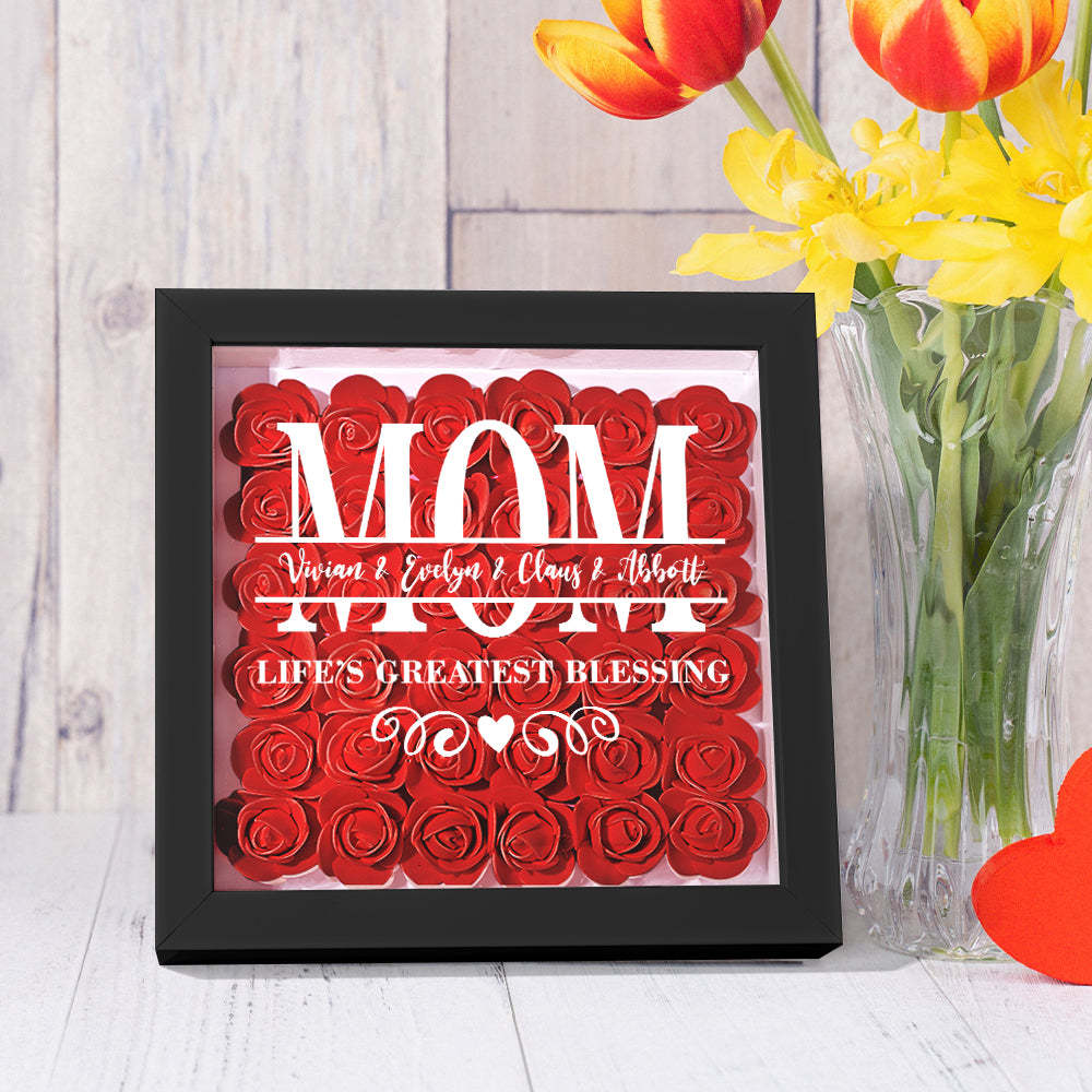 Custom Flower Shadow Box Personalized Name Flower Shadowbox Frame Mother's Day Gift - MyFaceBoxer