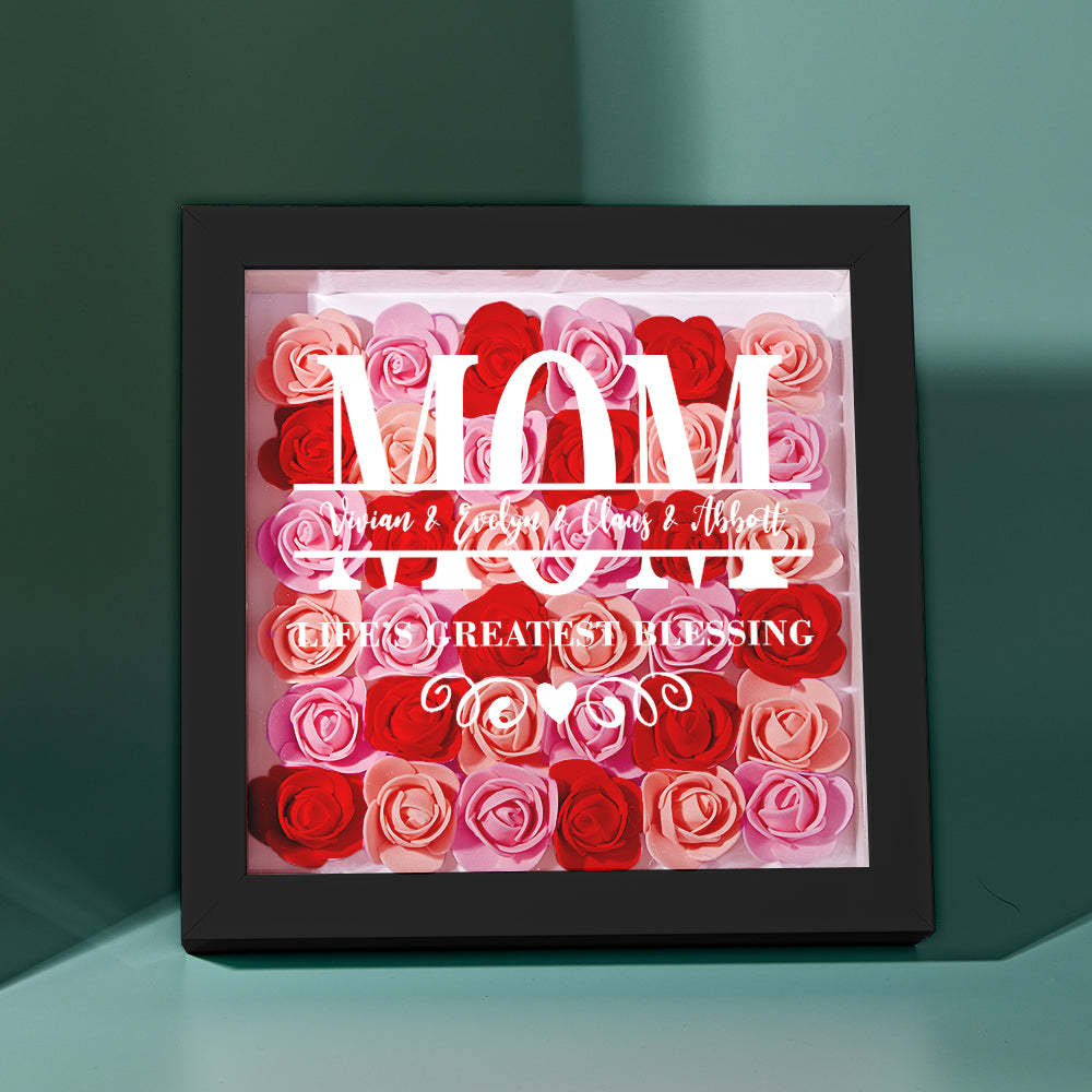 Custom Flower Shadow Box Personalized Name Flower Shadowbox Frame Mother's Day Gift - MyFaceBoxer