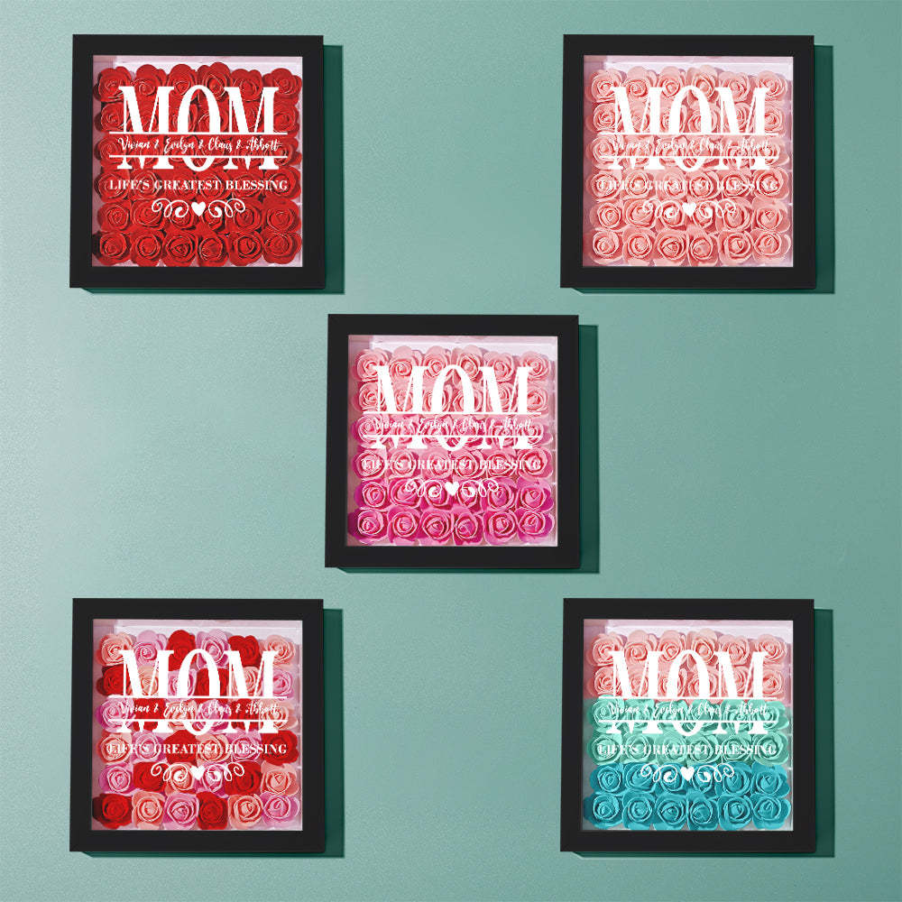 Custom Flower Shadow Box Personalized Name Flower Shadowbox Frame Mother's Day Gift - MyFaceBoxer