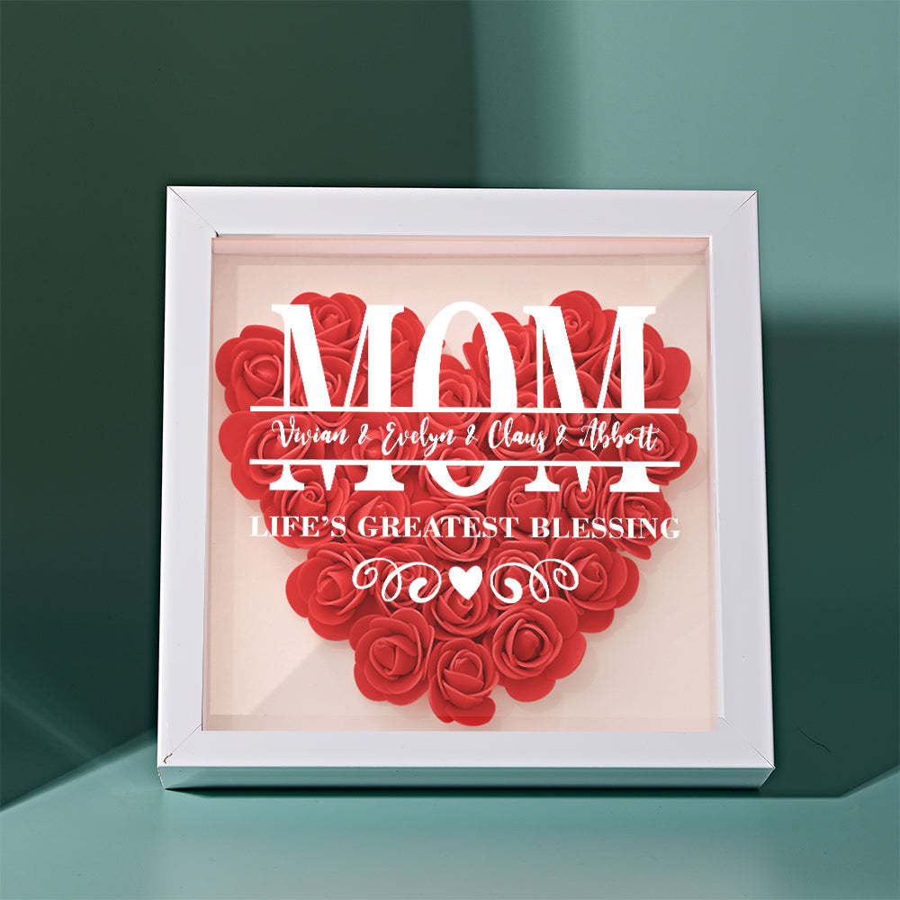 Custom Flower Shadow Box Personalized Name Flower Shadowbox Frame Mother's Day Gift - MyFaceBoxer