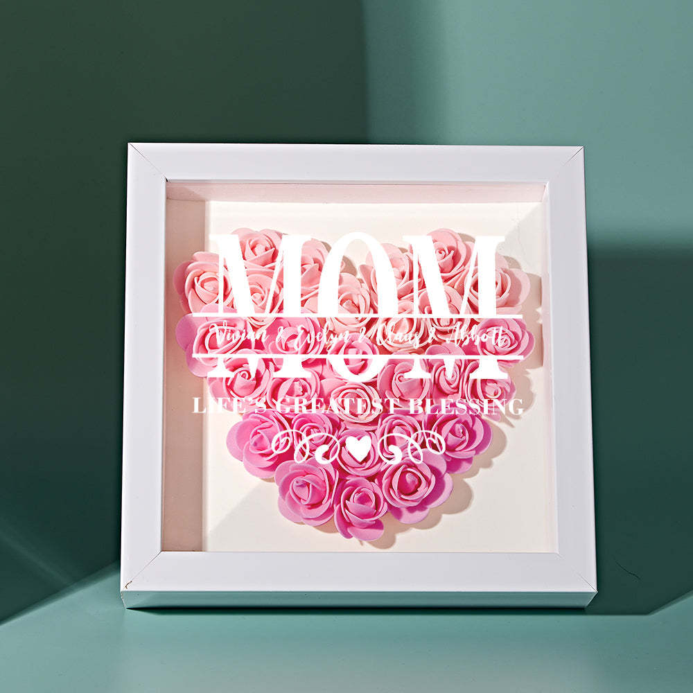 Custom Flower Shadow Box Personalized Name Flower Shadowbox Frame Mother's Day Gift - MyFaceBoxer