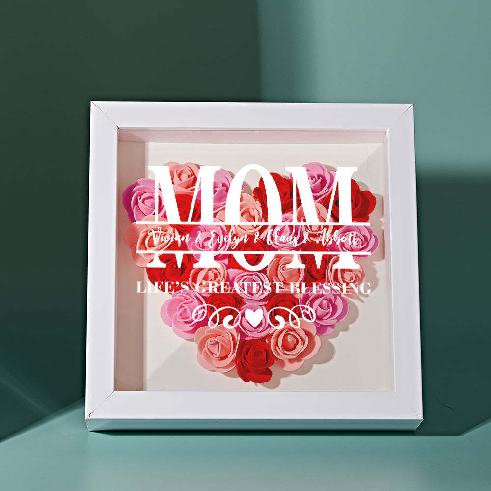 Custom Flower Shadow Box Personalized Name Flower Shadowbox Frame Mother's Day Gift - MyFaceBoxer