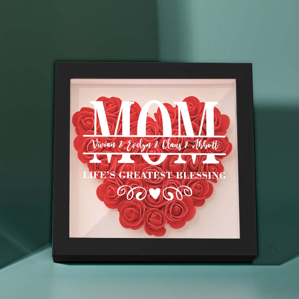 Custom Flower Shadow Box Personalized Name Flower Shadowbox Frame Mother's Day Gift - MyFaceBoxer