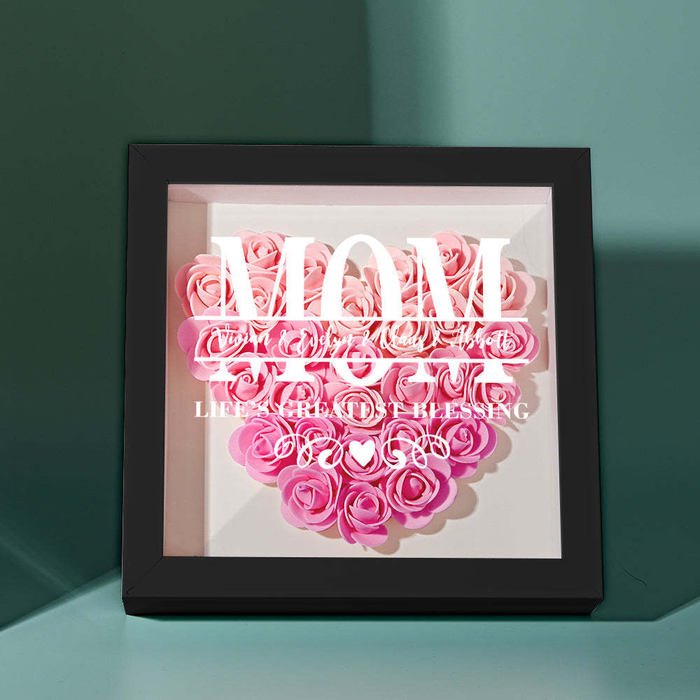 Custom Flower Shadow Box Personalized Name Flower Shadowbox Frame Mother's Day Gift - MyFaceBoxer