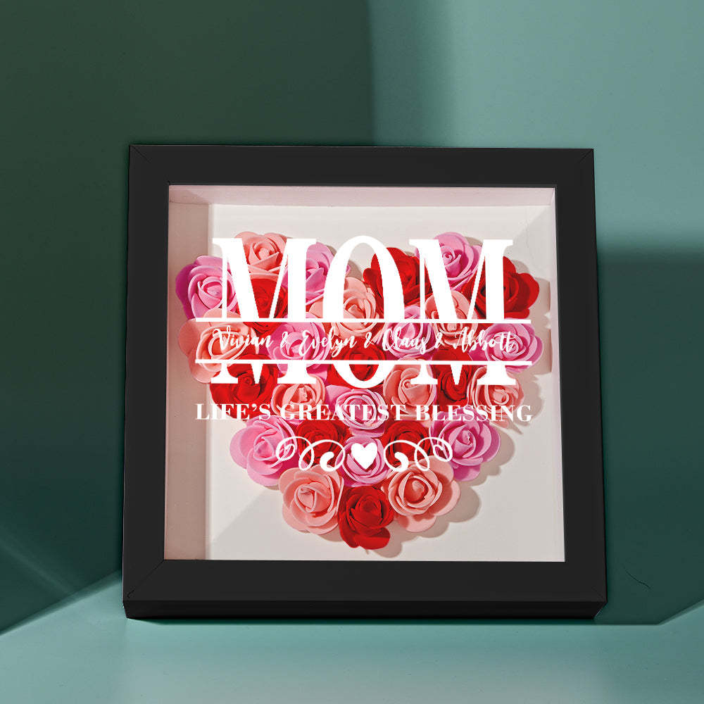Custom Flower Shadow Box Personalized Name Flower Shadowbox Frame Mother's Day Gift - MyFaceBoxer