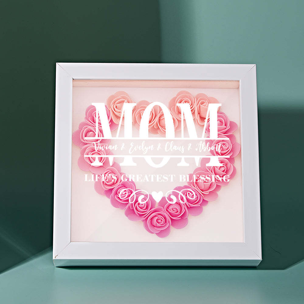 Custom Flower Shadow Box Personalized Name Flower Shadowbox Frame Mother's Day Gift - MyFaceBoxer