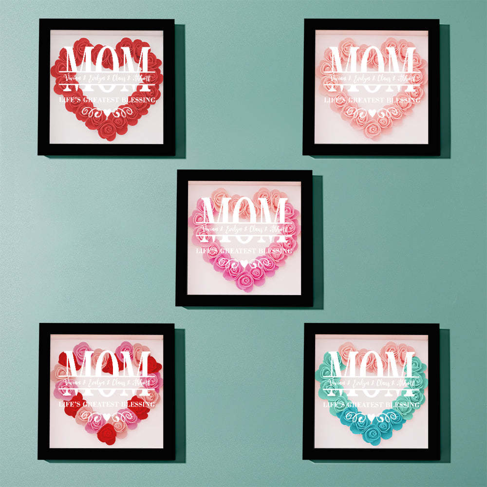 Custom Flower Shadow Box Personalized Name Flower Shadowbox Frame Mother's Day Gift - MyFaceBoxer
