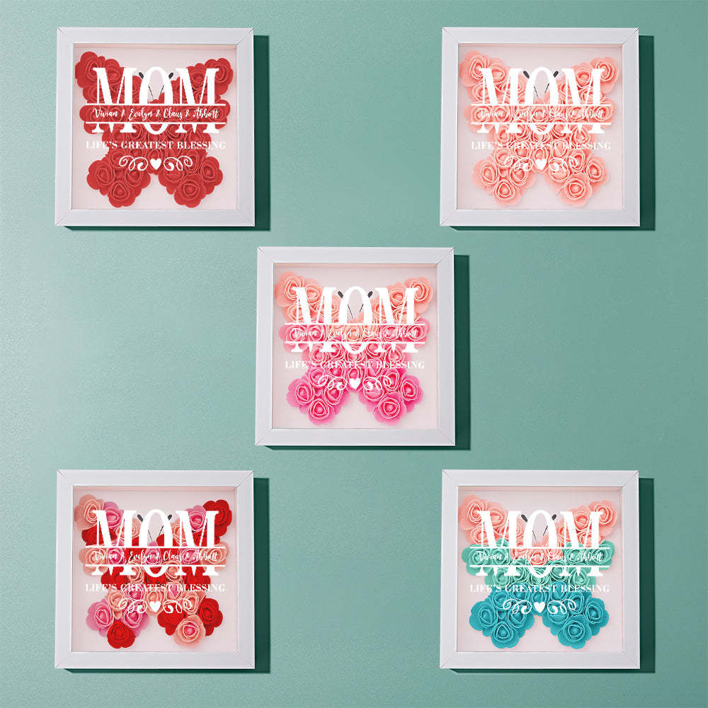 Custom Flower Shadow Box Personalized Name Flower Shadowbox Frame Mother's Day Gift - MyFaceBoxer