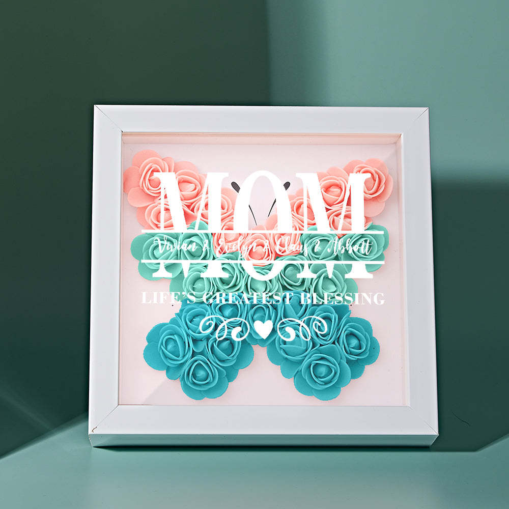 Custom Flower Shadow Box Personalized Name Flower Shadowbox Frame Mother's Day Gift - MyFaceBoxer