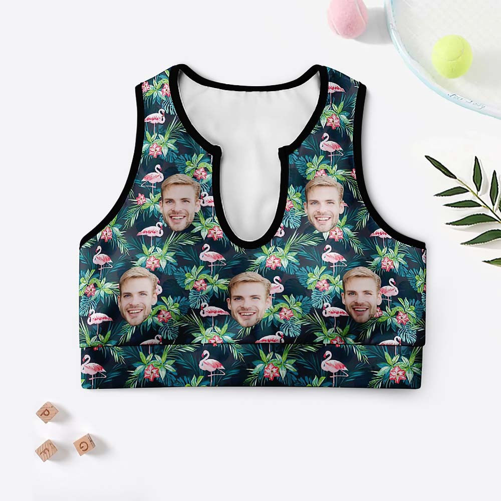 Custom Face Short Vest Sexy Personalized Hawaiian Style Crop Tank Top - MyFaceBoxer