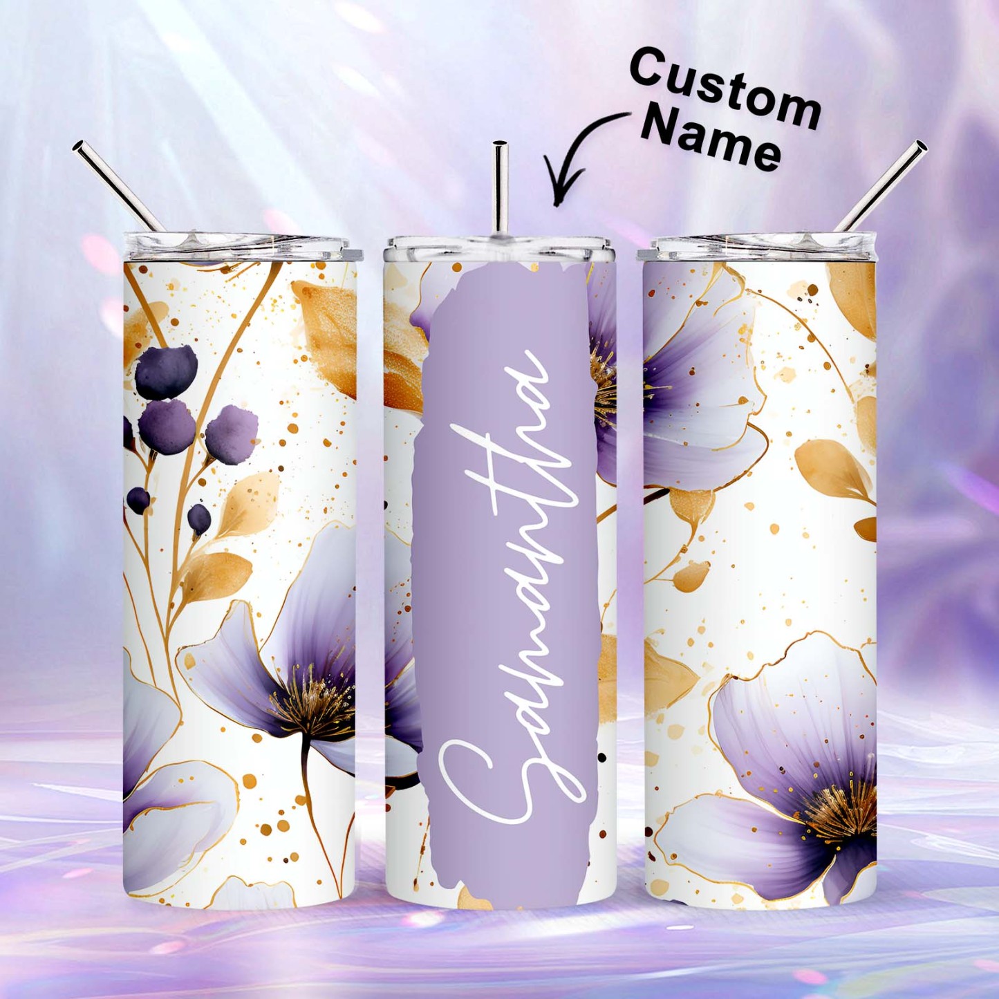 Personalized Name Floral Tumbler Skinny Sublimation Seamless Gift - MyFaceBoxer