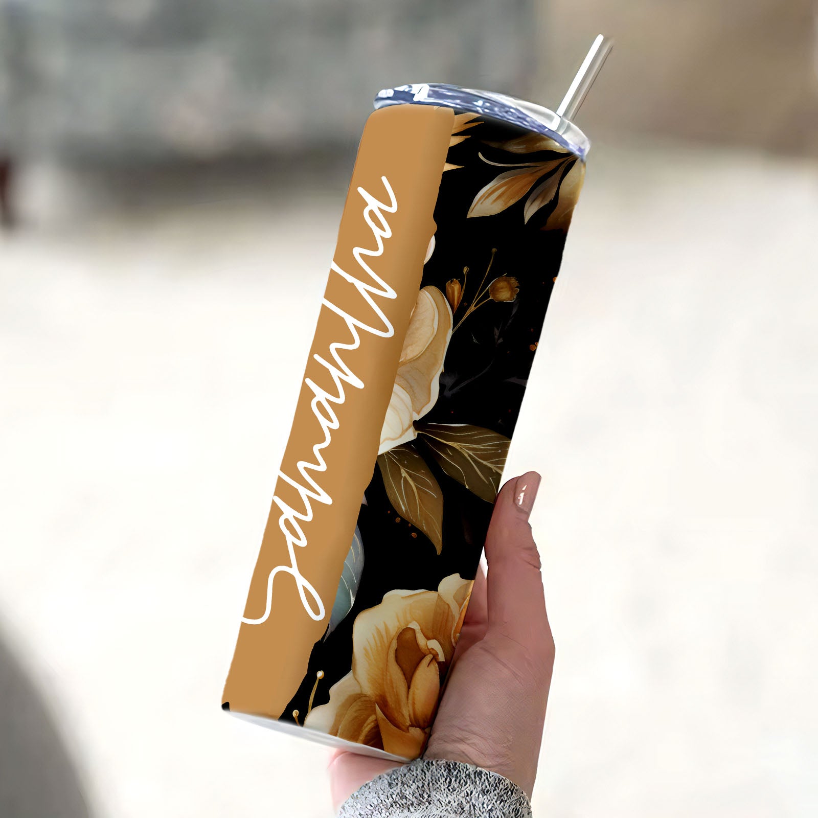 Floral Tumbler Custom Name 3D Flower Summer Girl Gift - MyFaceBoxer