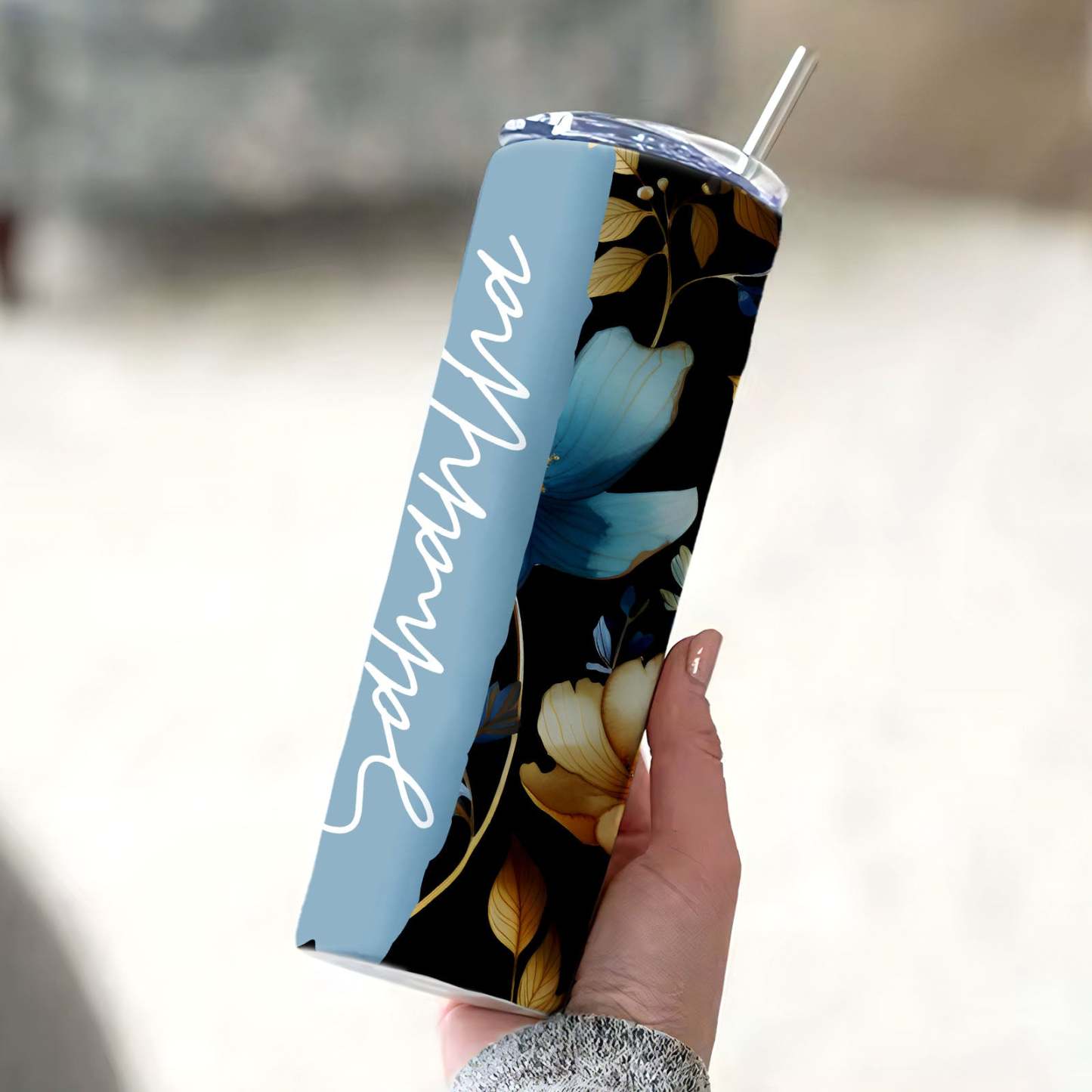 Personalized Floral Tumbler Skinny Sublimation Name Seamless Gift - MyFaceBoxer