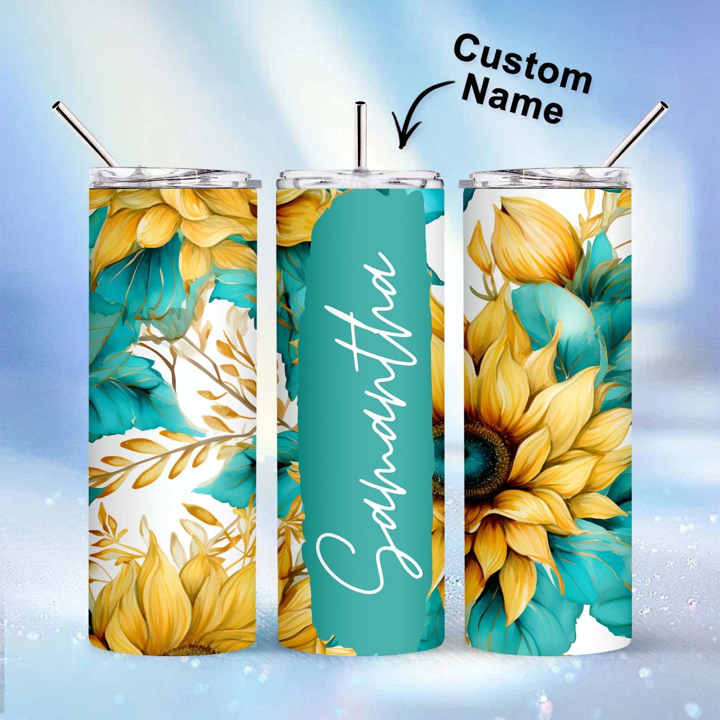 Personalized Name Floral Tumbler Skinny Sublimation Seamless Gift - MyFaceBoxer