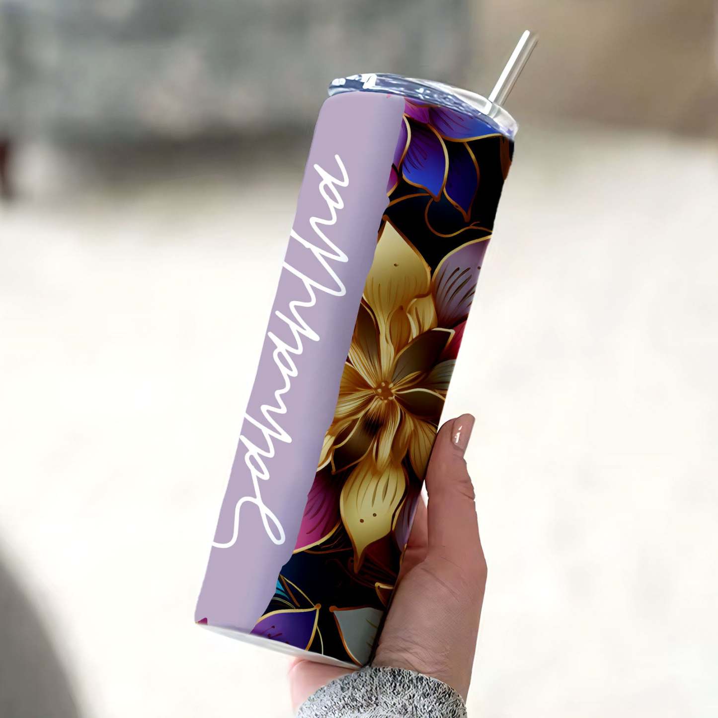 Personalized Name Floral Tumbler Retro Summer Wedding Gift - MyFaceBoxer