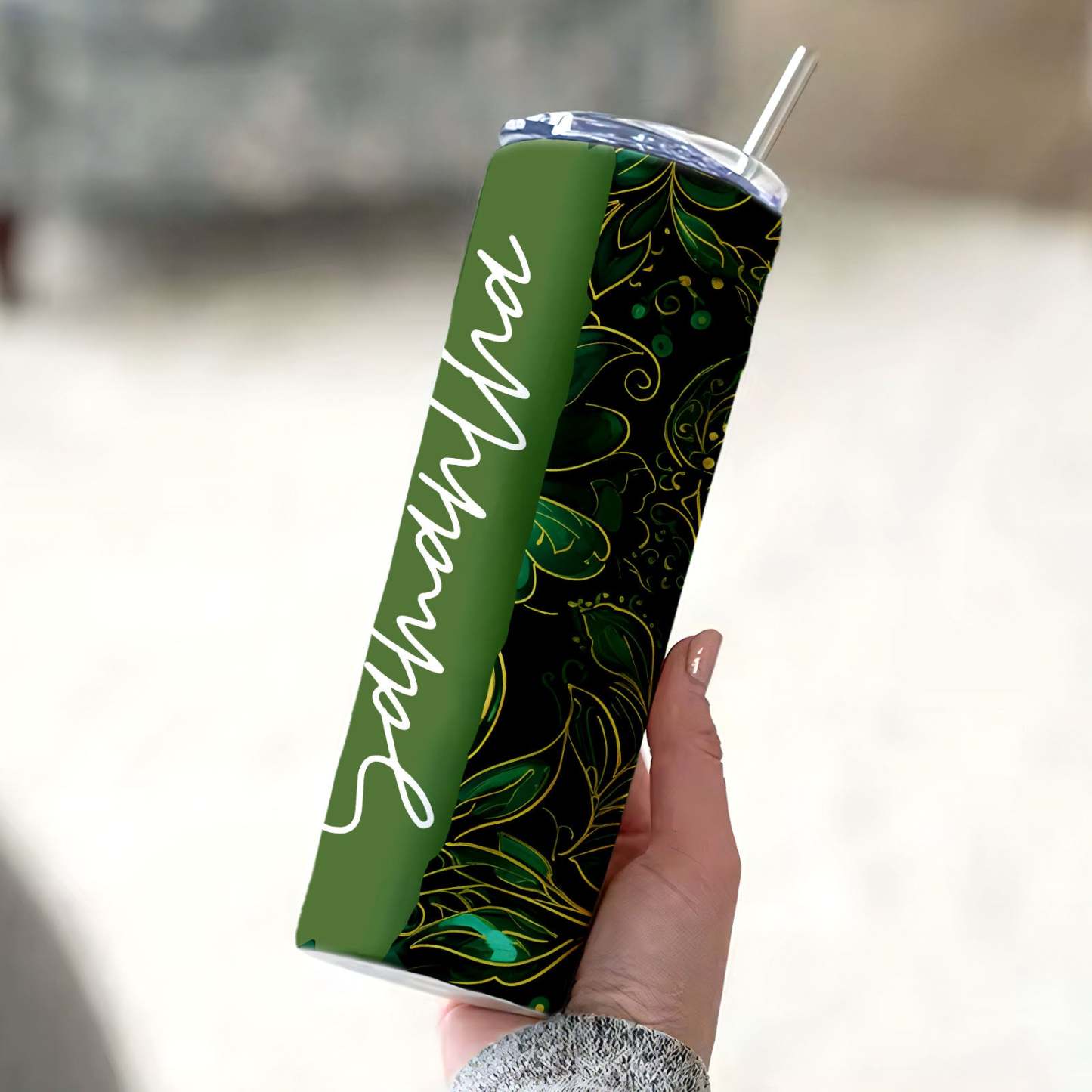 Name Floral Tumbler Personalized Water Cup Skinny Wedding Gift - MyFaceBoxer