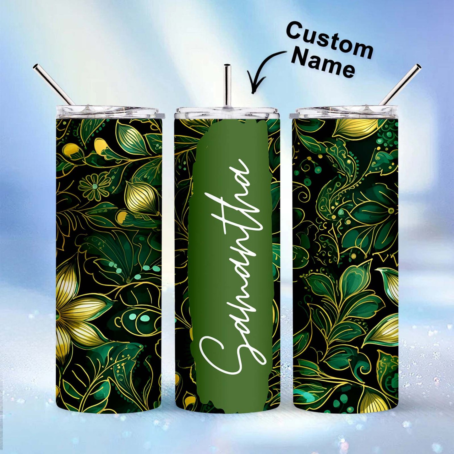 Personalized Name Floral Tumbler Skinny Sublimation Seamless Gift - MyFaceBoxer