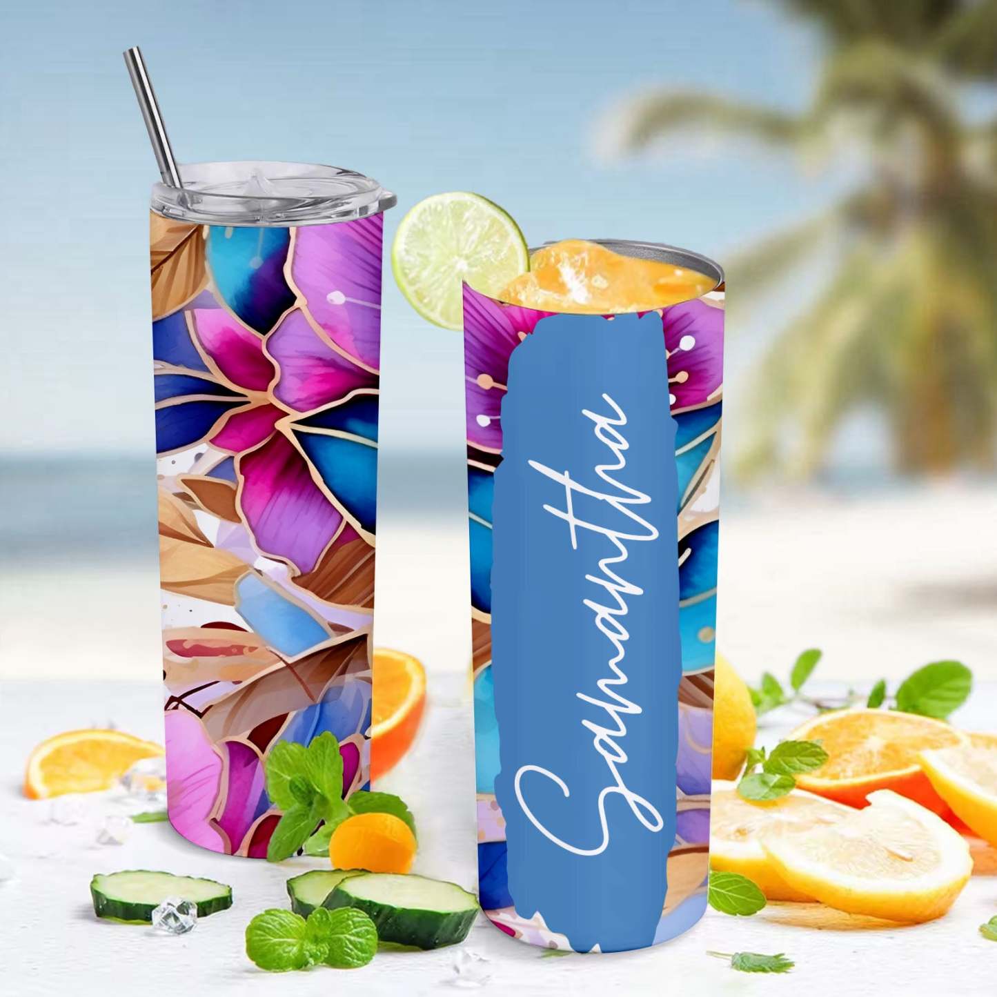 Wedding Gift Name Floral Tumbler Skinny Sublimation Seamless Gift - MyFaceBoxer