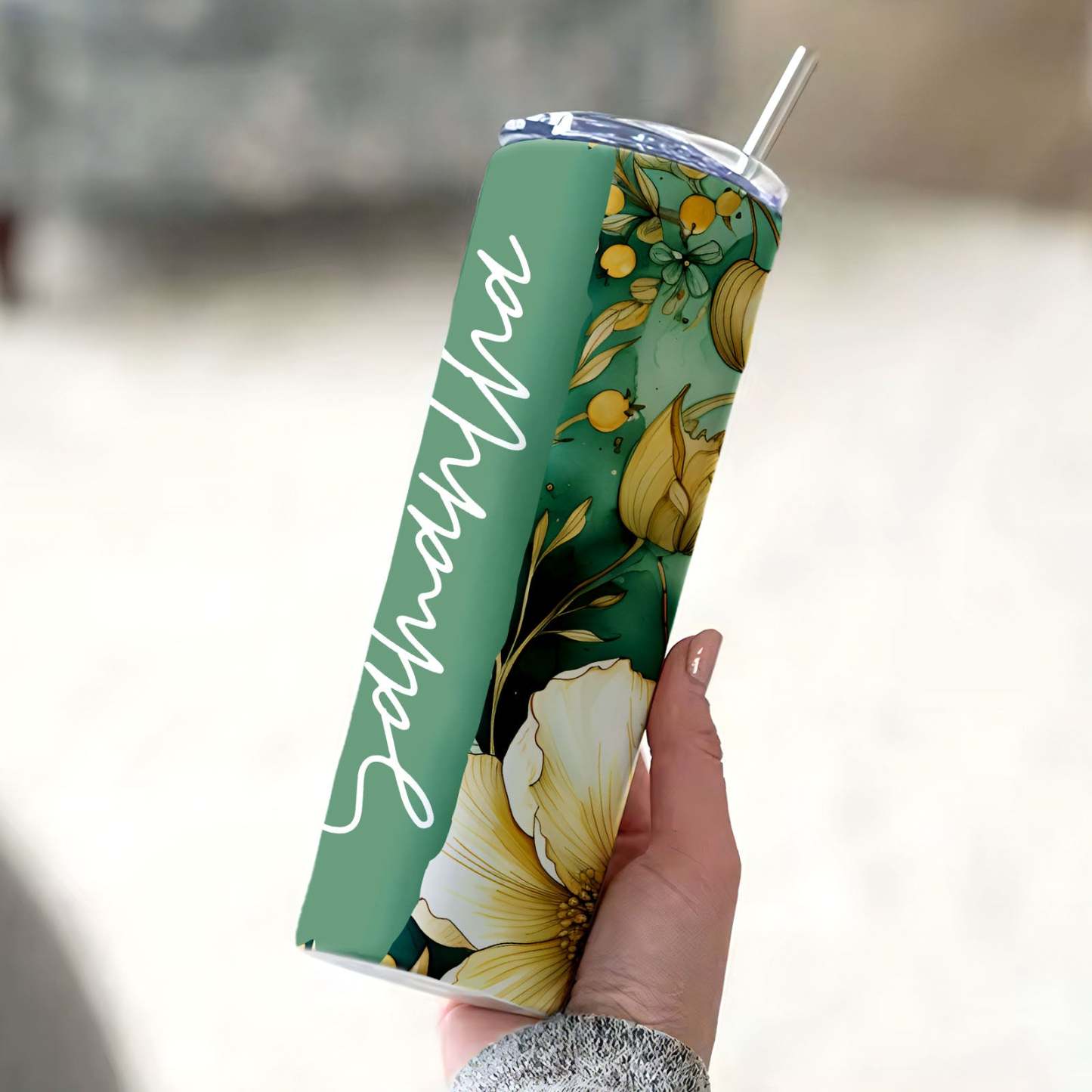 Custom Name Floral Tumbler Custom Beautiful Water Cup Girl Gift - MyFaceBoxer