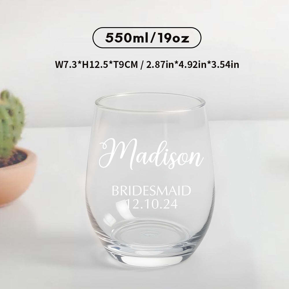 Personalized Name Red Wine Glass Bridal Party Gifts - MyFaceBoxer
