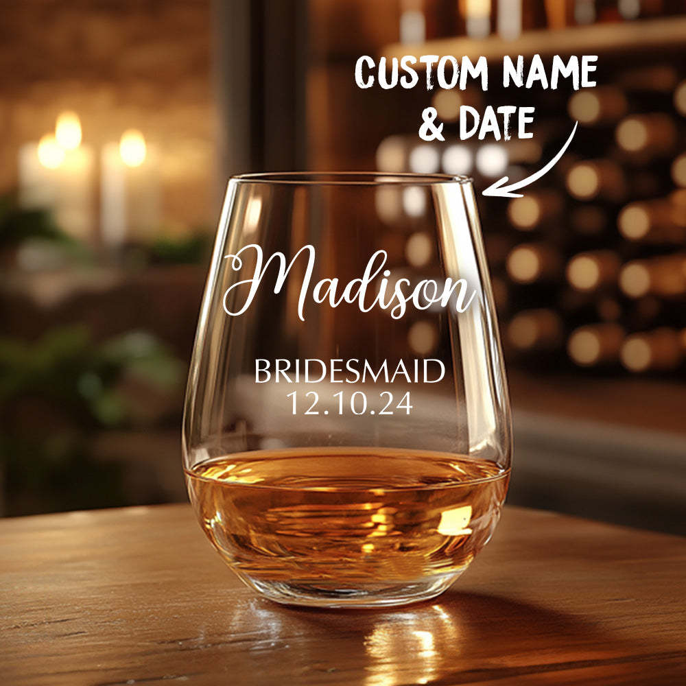 Personalized Name Red Wine Glass Bridal Party Gifts - MyFaceBoxer