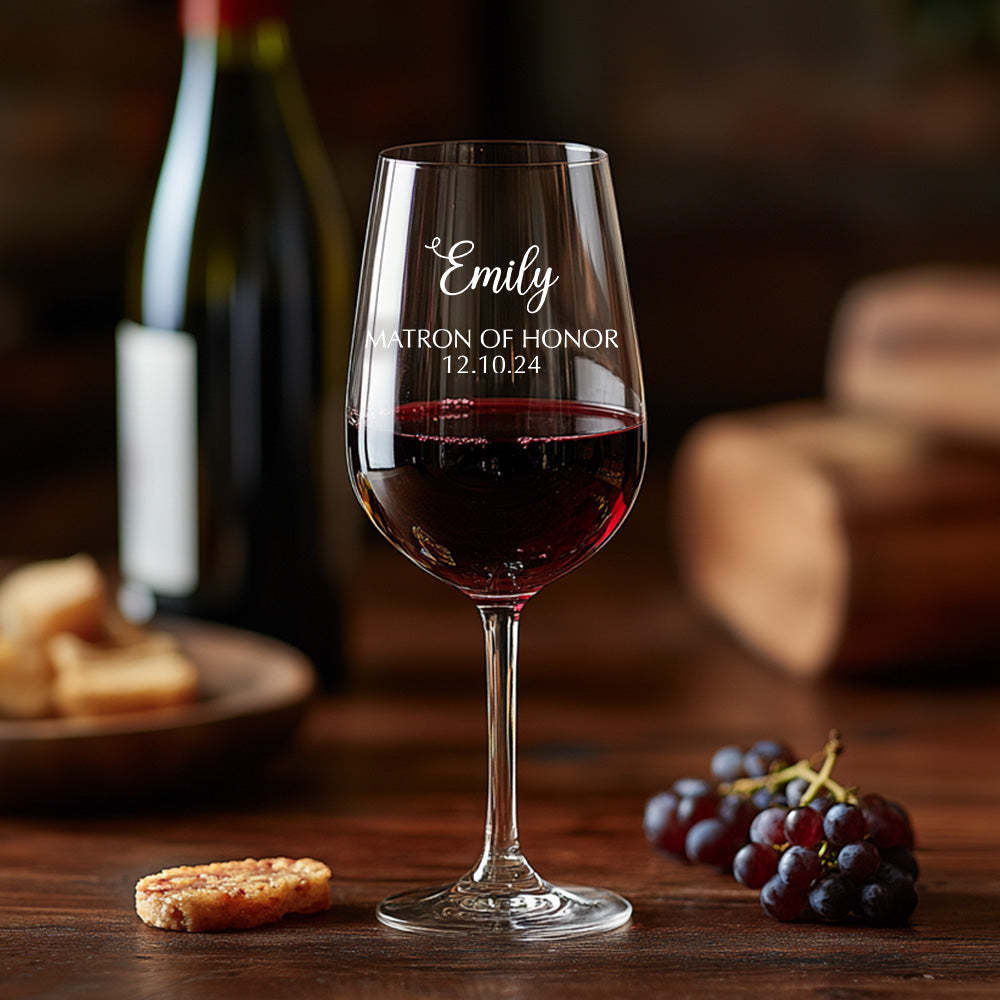 Personalized Name Red Wine Glass Bridal Party Gifts - MyFaceBoxer