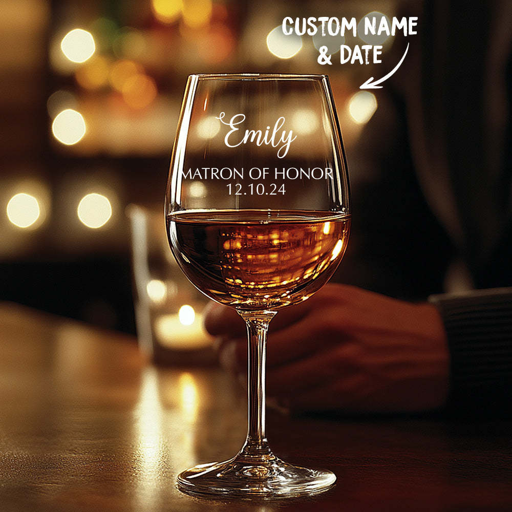Personalized Name Red Wine Glass Bridal Party Gifts - MyFaceBoxer