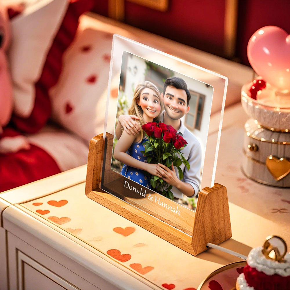Anniversary Gifts Personalized Cartoon Acrylic Photo Lamp Sweet Gift for Couples - MyFaceBoxer