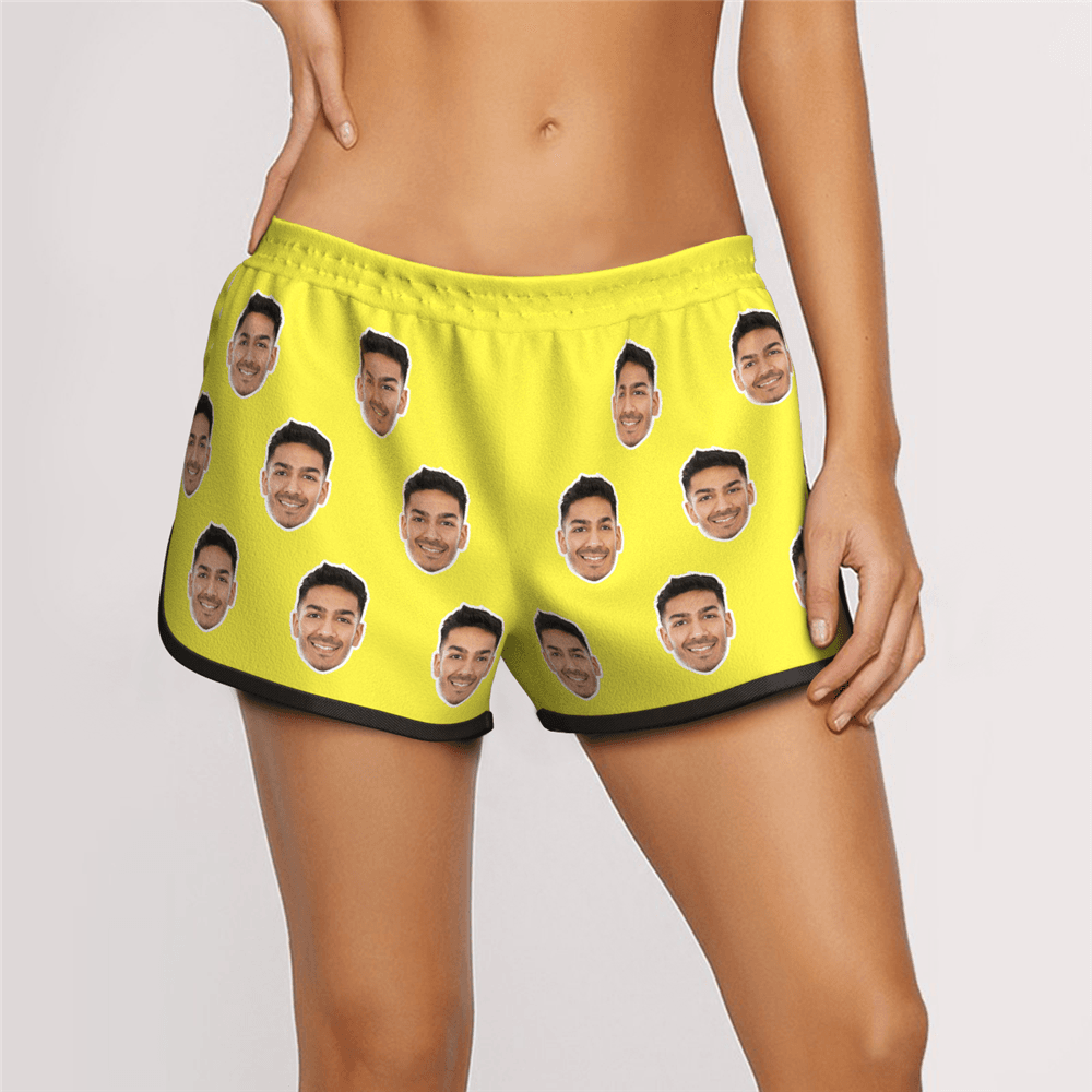 Women's Custom Face Elastic Sport Short Pants - MyFaceBoxer