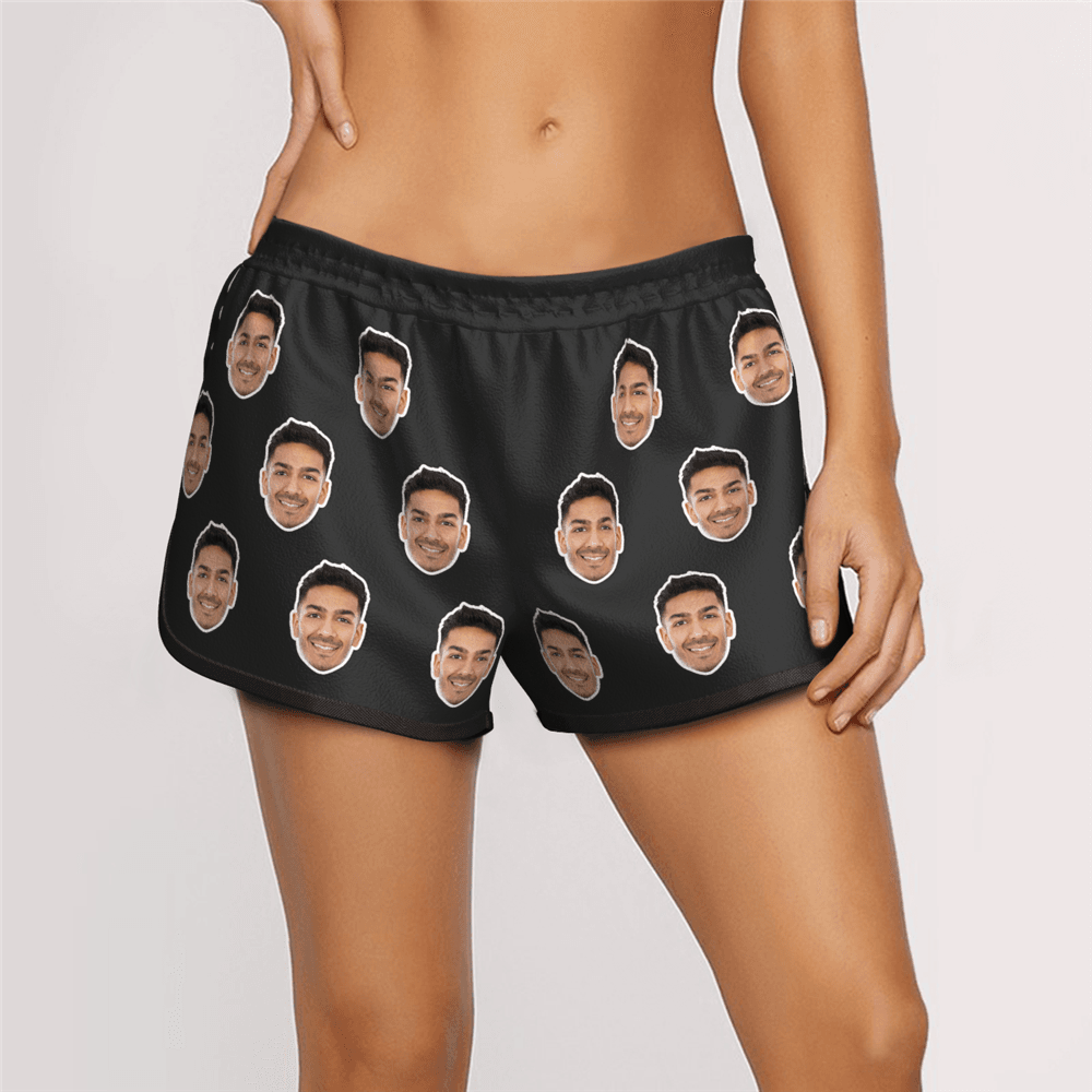 Women's Custom Face Elastic Sport Short Pants - MyFaceBoxer