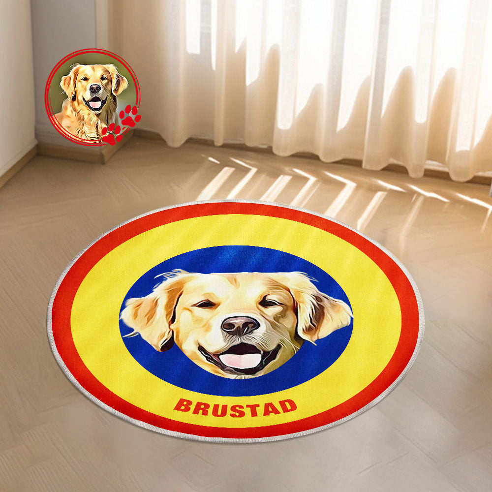 Custom Pet Photo Doormat Personalized Floor Mat Gift for Pet Lover - Yellow & Blue - MyFaceBoxer