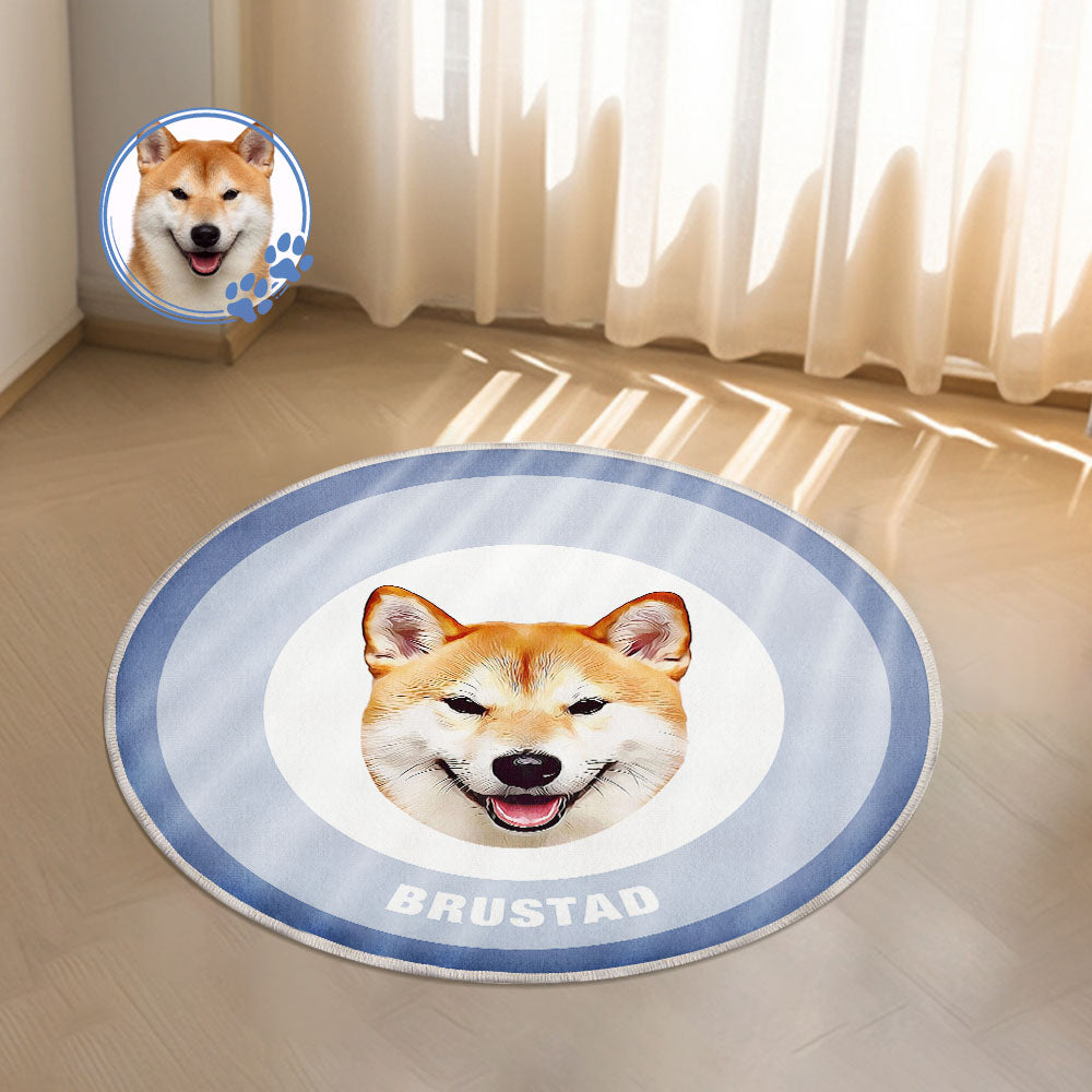 Custom Pet Photo Doormat Personalized Floor Mat Gift for Pet Lover - Blue - MyFaceBoxer