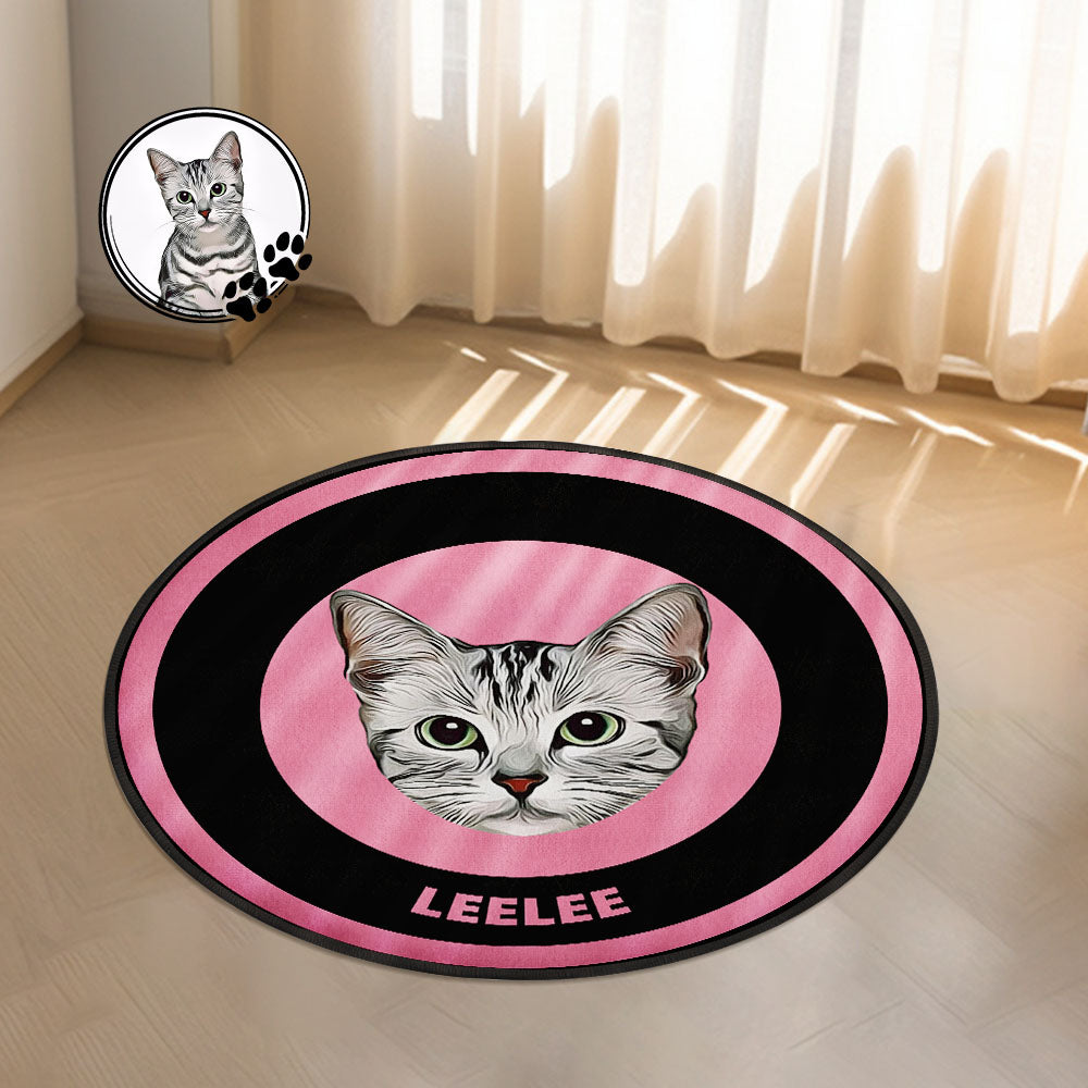Custom Pet Photo Doormat Personalized Floor Mat Gift for Pet Lover - Black & Pink - MyFaceBoxer