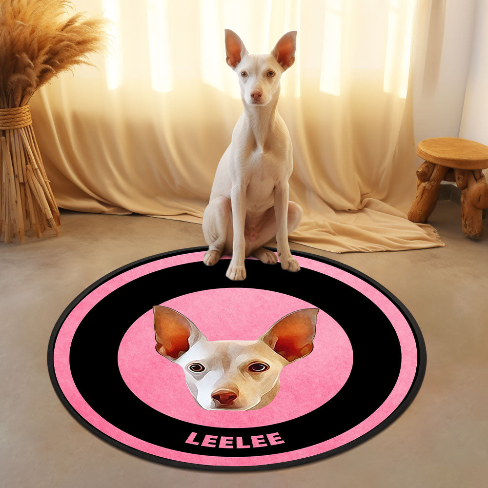 Custom Pet Photo Doormat Personalized Floor Mat Gift for Pet Lover - Black & Pink - MyFaceBoxer