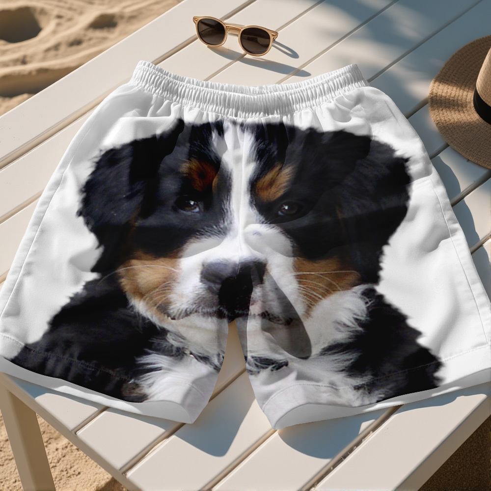 Custom Dog Face Funny Beach Trunks Men's Boxer Briefs
