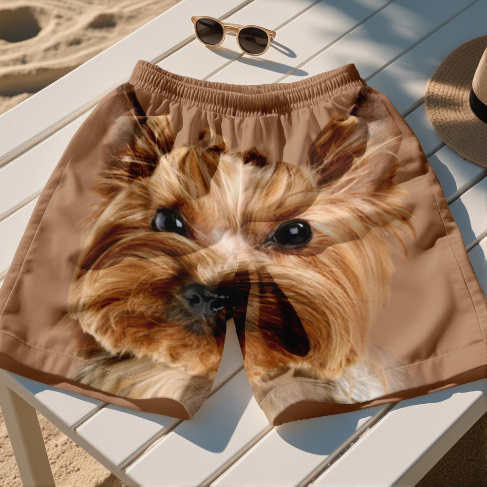 Custom Dog Face Funny Beach Trunks Men's Boxer Briefs