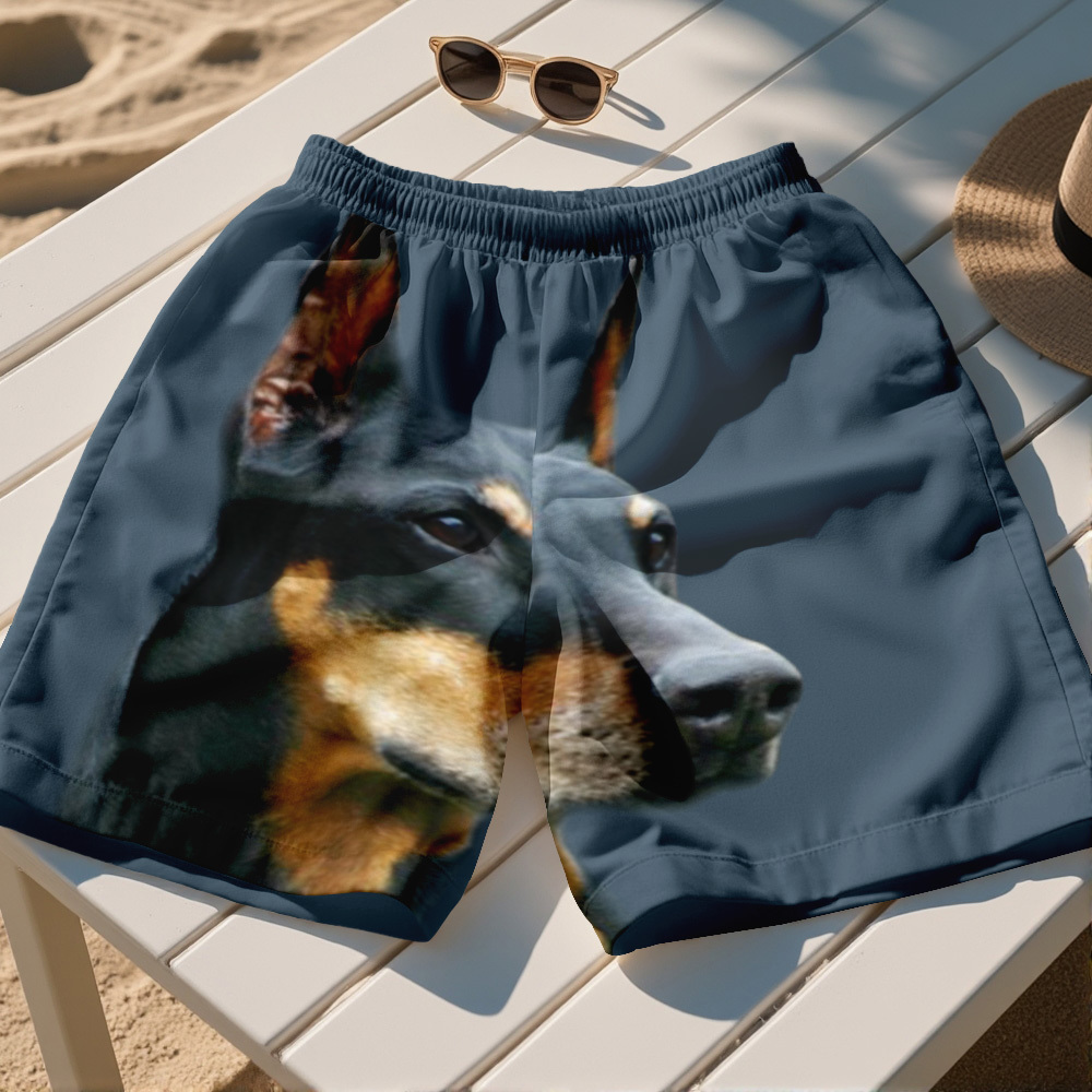 Custom Dog Face Funny Beach Trunks Men's Boxer Briefs