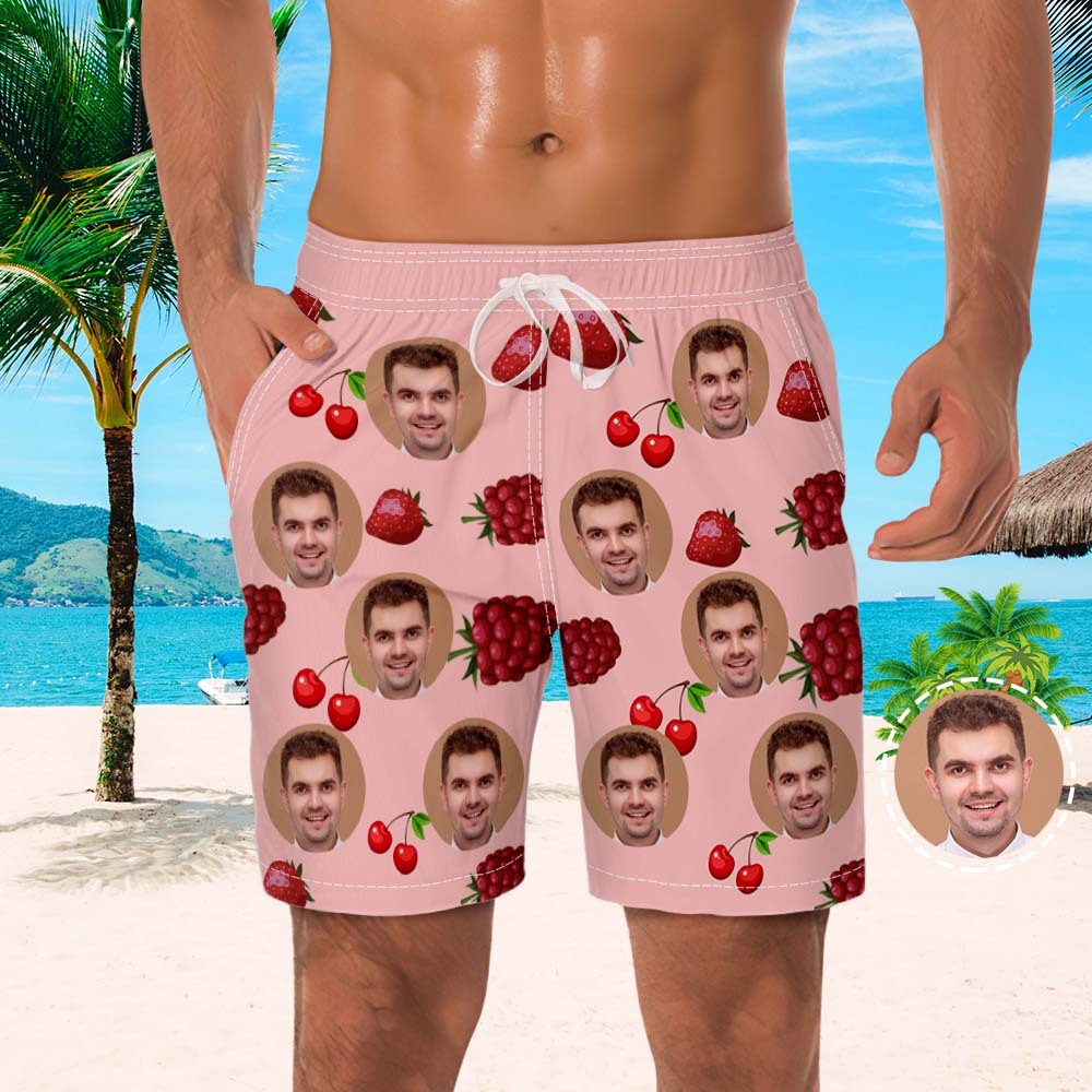 Custom Men's Beach Shorts Men's Photo Shorts Fruit Design - MyFaceBoxer