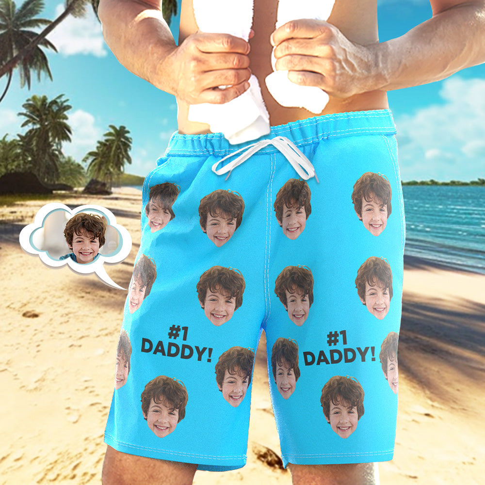 Father's Day Gifts Custom Face Swim Trunks Personalized Beach Shorts Men's Casual Shorts #1 Daddy