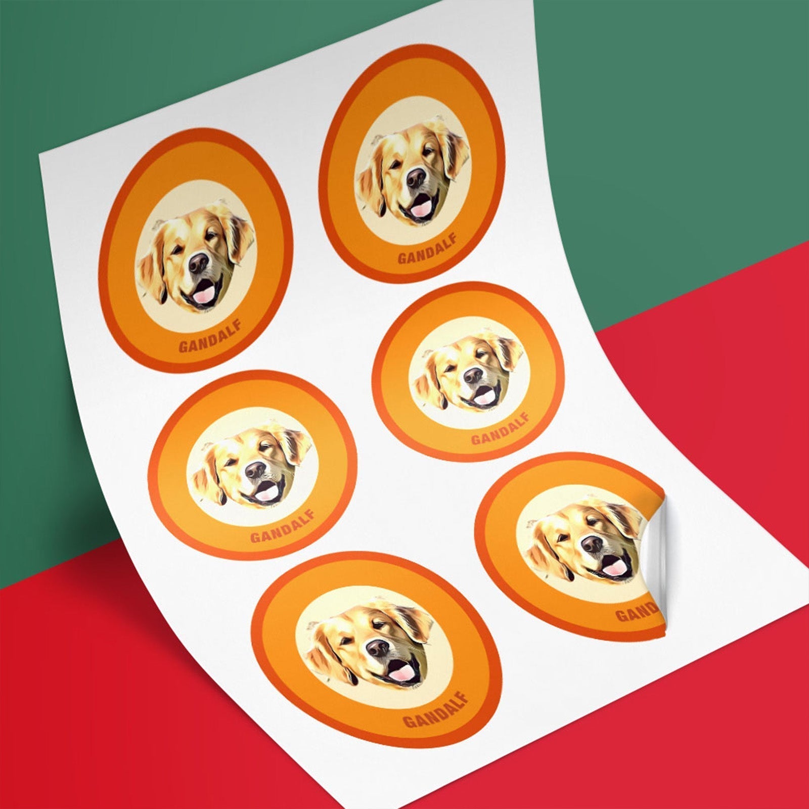 Custom Pet Face Sticker Personalized Face Photo Stickers for Pet Lover - Orange - MyFaceBoxer