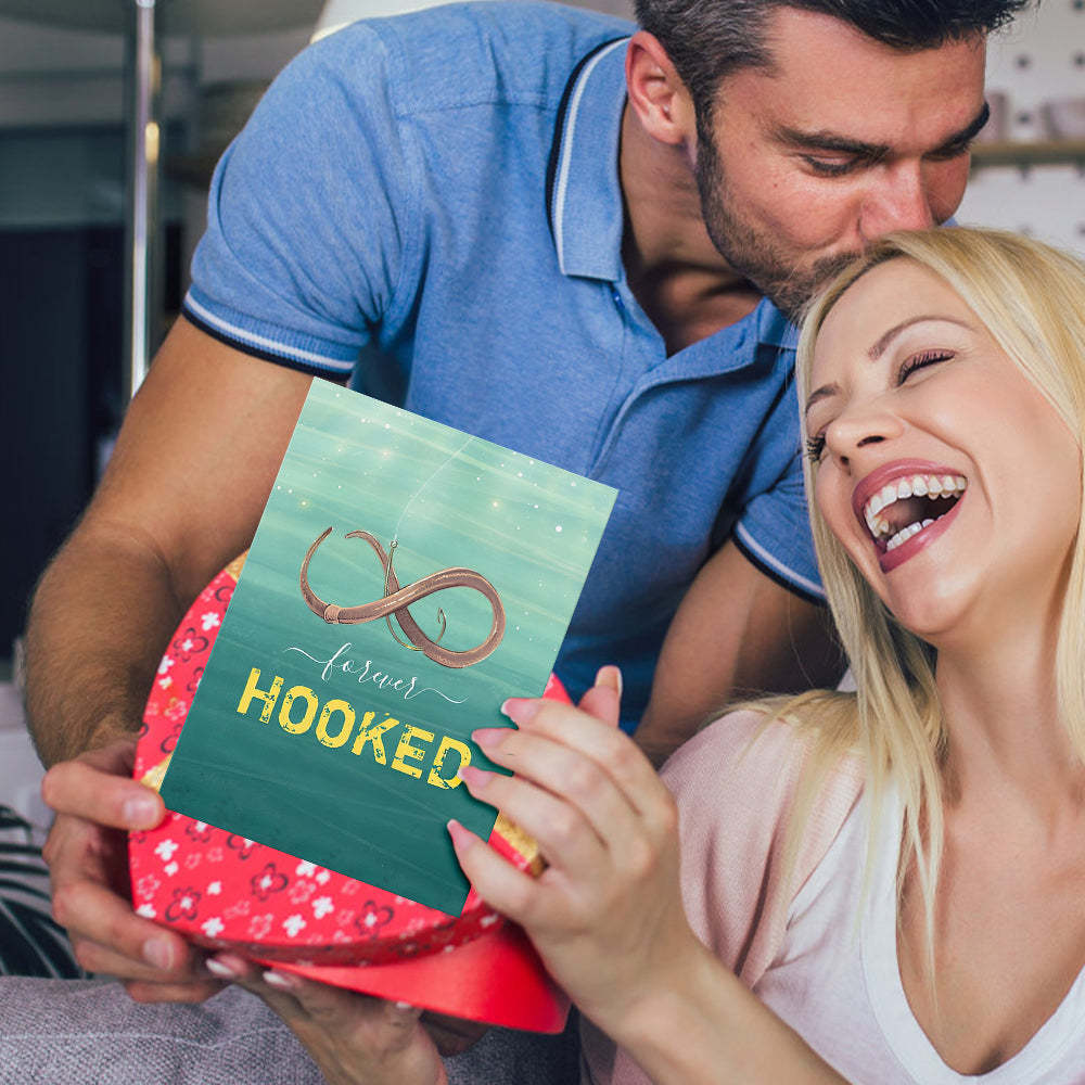 Hooked on You Funny Unique Fish Valentine's Day Greeting Card - MyFaceBoxer