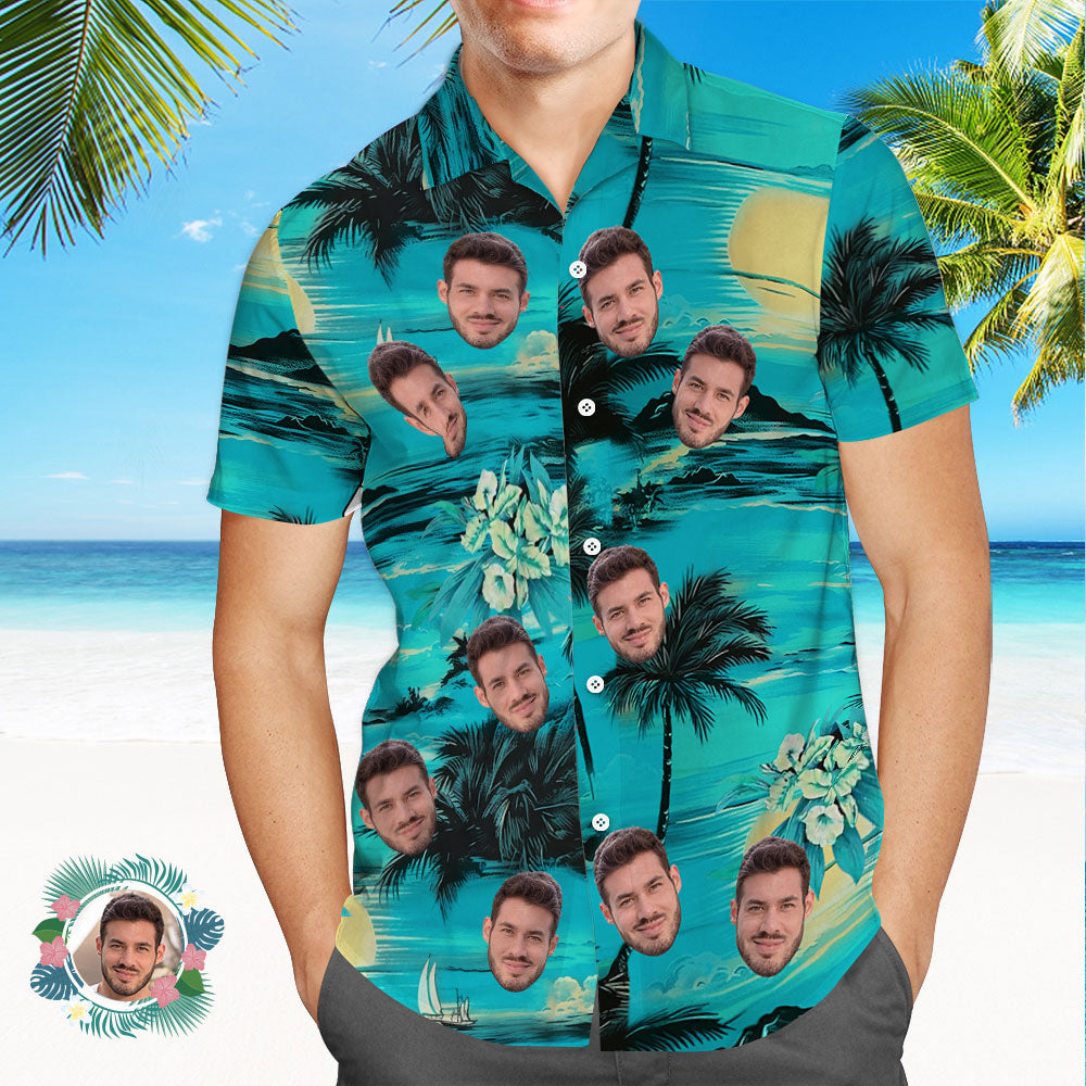 Custom Face Hawaiian Shirt All Over Print Personalized Beach Shirt - MyFaceBoxer