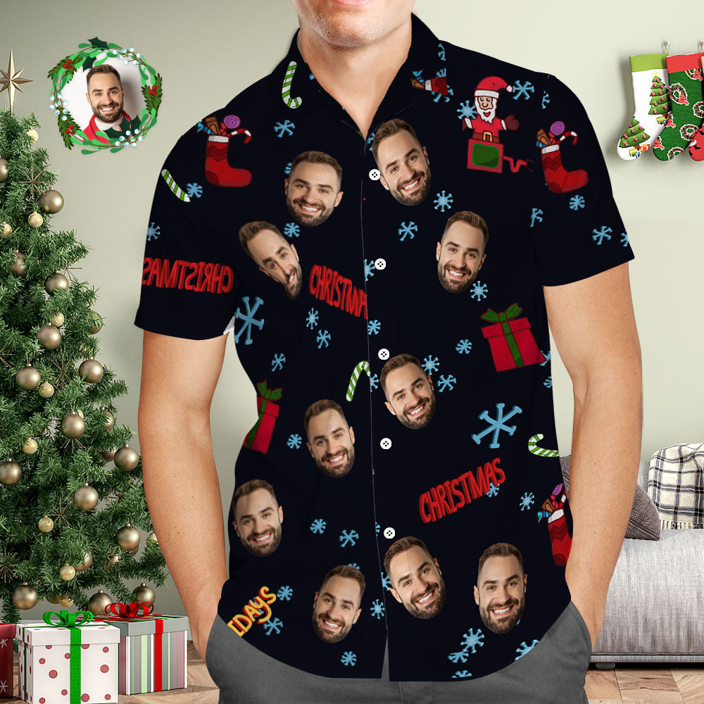 Custom Face Hawaiian Shirt Personalized Photo Hawaiian Shirts Christmas Gifts for Him - MyFaceBoxer
