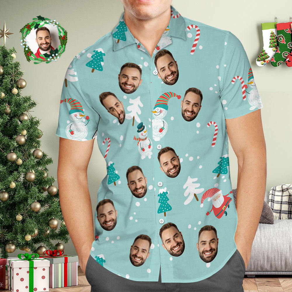 Custom Face Hawaiian Shirt Personalized Photo Hawaiian Shirts Christmas Gift for Him - MyFaceBoxer