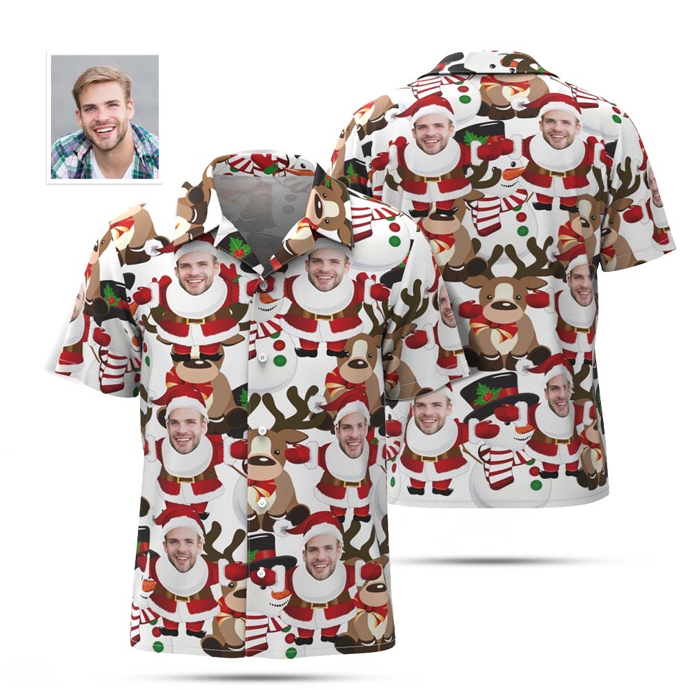 Custom Men's Santa Claus Party Hawaiian Shirts Christmas Gift - MyFaceBoxer