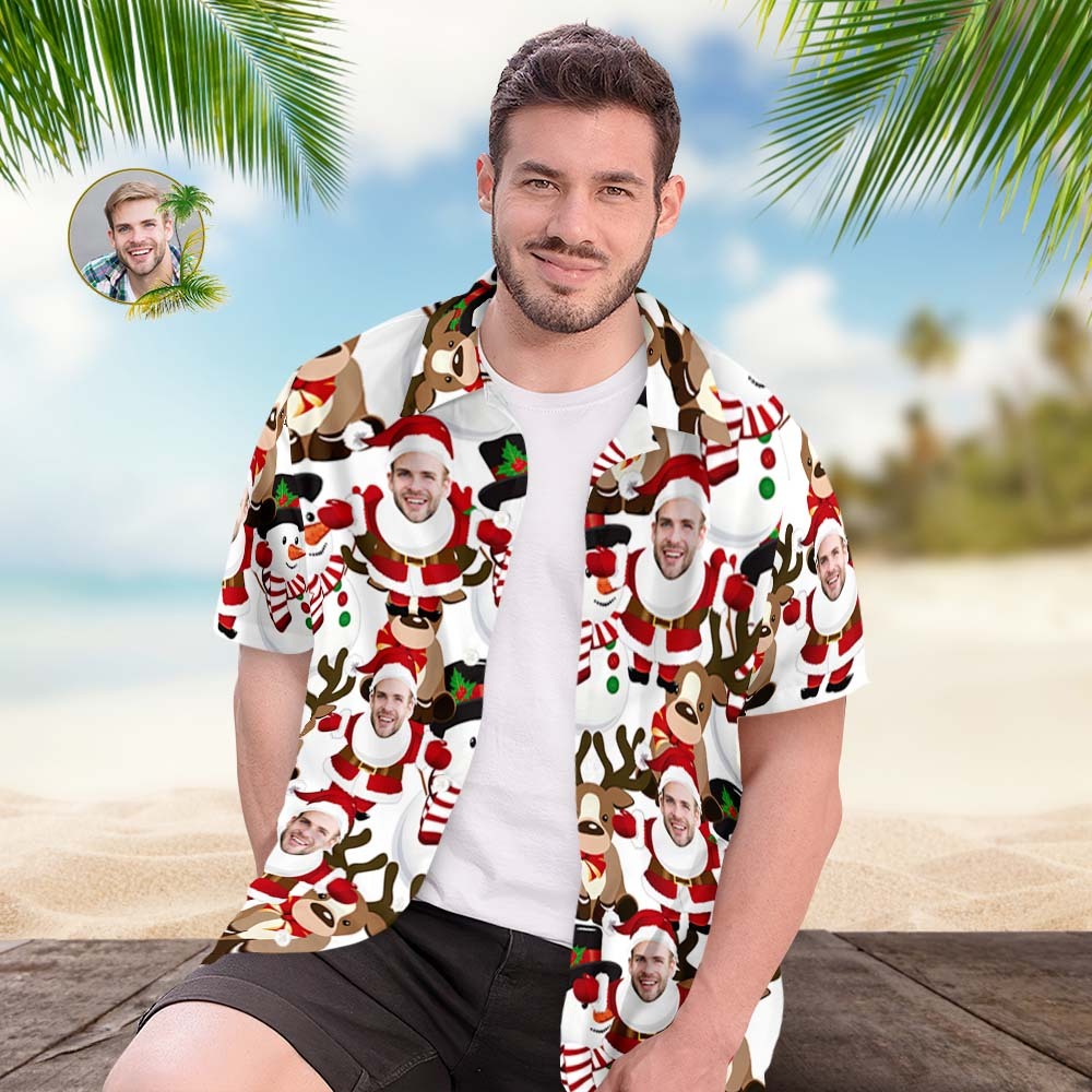 Custom Men's Santa Claus Party Hawaiian Shirts Christmas Gift - MyFaceBoxer