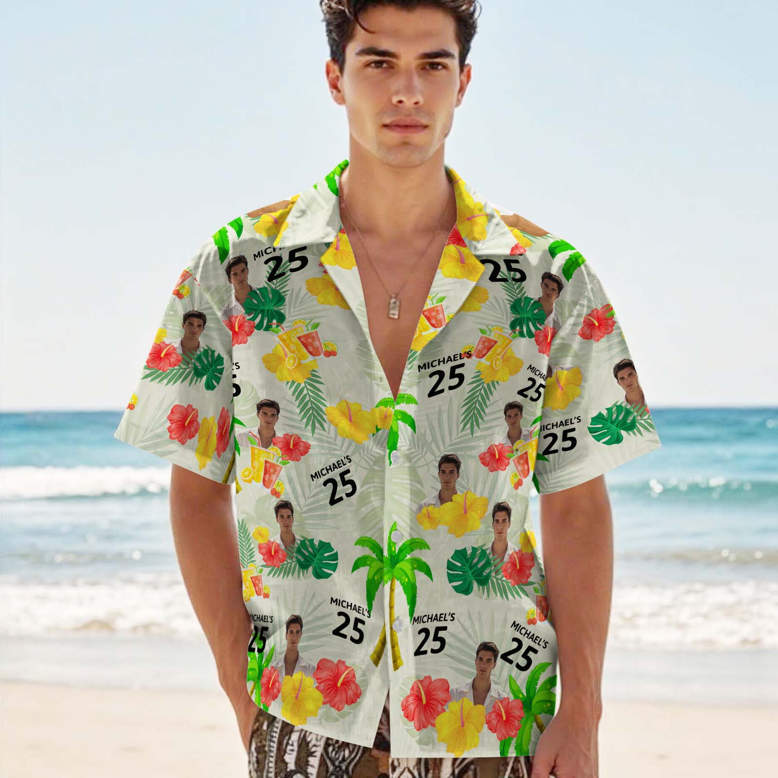 Custom Birthday Men's Hawaiian Shirt Personalized Aloha Shirt Birthday Gift for Him
