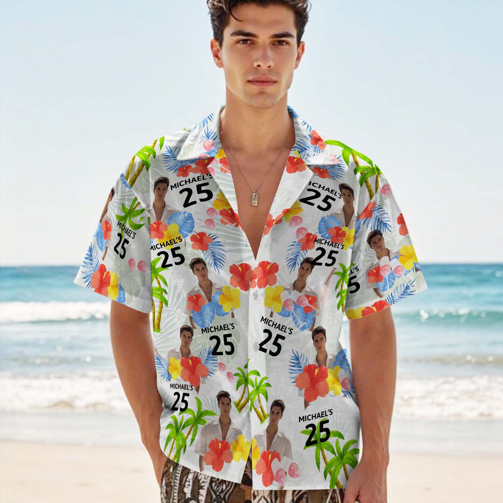 Custom Birthday Men's Hawaiian Shirt Personalized Age Aloha Shirt Birthday Gift for Him