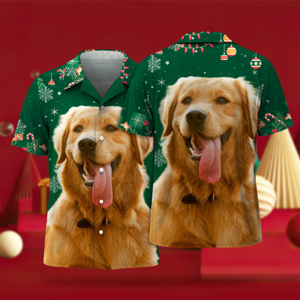 Custom Face Hawaiian Shirts Personalized Photo Gift Men's Christmas Shirts Gift for Pet Lovers - MyFaceBoxer